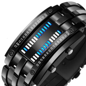Montre connectée moderne avec affichage numérique lumineux, alliant technologie et design élégant, idéale pour les amateurs de gadgets innovants.