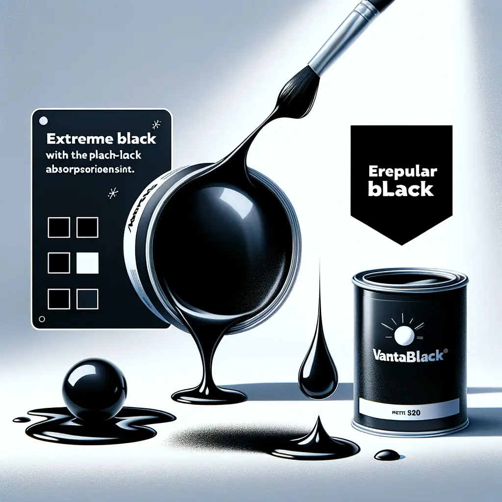 Pinceau appliquant de la peinture noire sur une surface, avec un pot de peinture noir mat à côté.