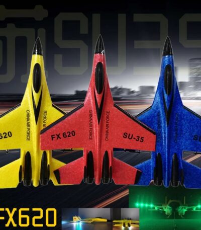 Fusée de modélisme FX620 en jaune, rouge et bleu, conçue pour les amateurs de sciences et de décoration scientifique. Parfaite pour les collections et projets éducatifs.