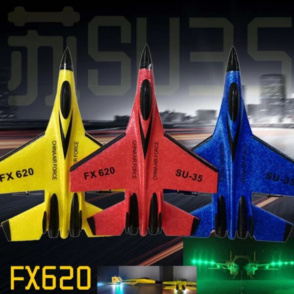 Fusée de modélisme FX620 en jaune, rouge et bleu, conçue pour les amateurs de sciences et de décoration scientifique. Parfaite pour les collections et projets éducatifs.