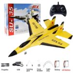 Avion télécommandé Sukhoi Su-35, modèle de drone de haute précision avec télécommande, batterie, propulseur, et accessoires pour passionnés de modélisme aéronautique.