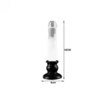 Pipette en verre de 18 cm avec support en bois noir, idéal pour expériences scientifiques ou décoration.