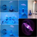 Vortex lumineux en laboratoire avec effets de lumière UV et hologrammes, illustrant des phénomènes scientifiques et optiques pour la décoration ou l'éducation.