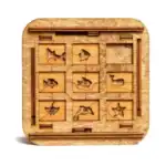 Puzzle en bois avec formes d'animaux marins, idéal pour l'apprentissage et le divertissement des enfants.