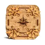 Panneau en bois avec engrenages en bois et boussole centrale, décoration scientifique en bois pour bureau ou étagÚre.