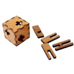 Puzzle en bois avec cube et pièces détachées, jeu de réflexion pour adultes et enfants, décoration scientifique originale.