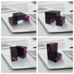 Puzzles 3D en forme de lettres et chiffres avec design de taches roses, parfaits pour la décoration scientifique ou éducative.