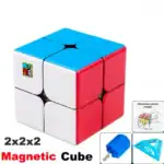 Cube magnétique 2x2x2 pour puzzles et décoration scientifique, avec couleurs blanc, rouge et bleu, idéal pour les amateurs de science et de casse-têtes.