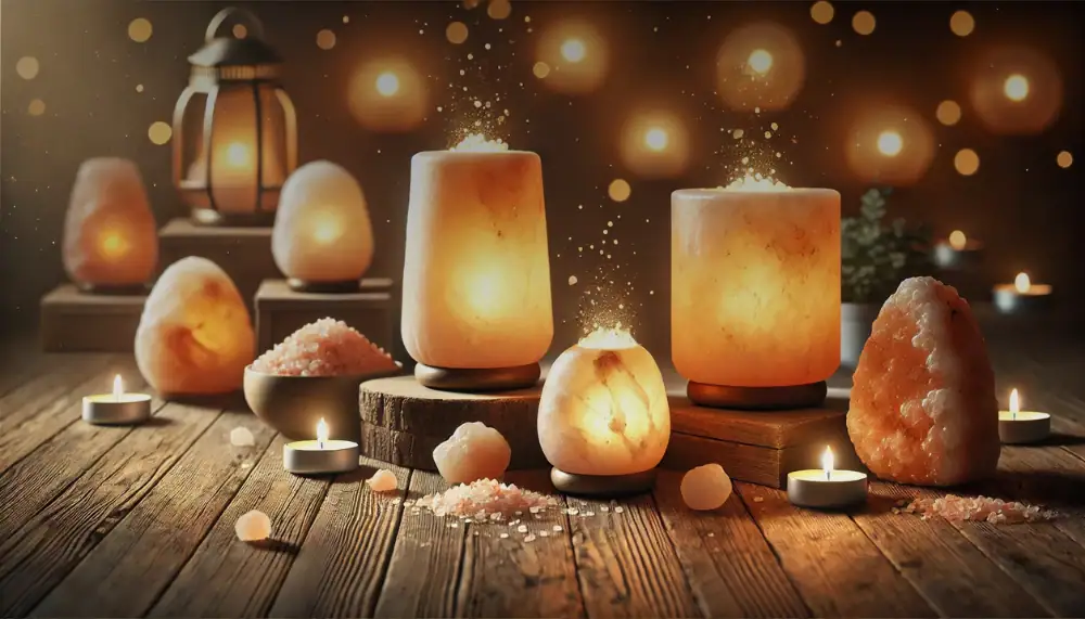 Lampe en sel de l'Himalaya, décoration chaleureuse et naturelle pour intérieur, ambiance relaxante, éclairage doux, pierre naturelle, décoration zen, ambiance cosy.
