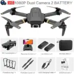 Drone quadricoptère avec caméra 1080P, accessoires, batterie et sac de rangement pour loisirs et photographie aérienne.
