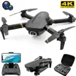 Drone quadricoptère avec caméra 4K, contrôleur et étui de rangement, idéal pour la photographie aérienne et la vidéographie.