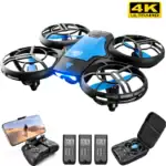 Drone quadricoptère avec caméra 4K, contrôleur et accessoires pour prises de vue aériennes, idéal pour la photographie et la vidéo en haute définition.
