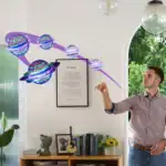 Système solaire décoratif en suspension avec planètes colorées et orbites, idéal pour une décoration scientifique ou éducative.