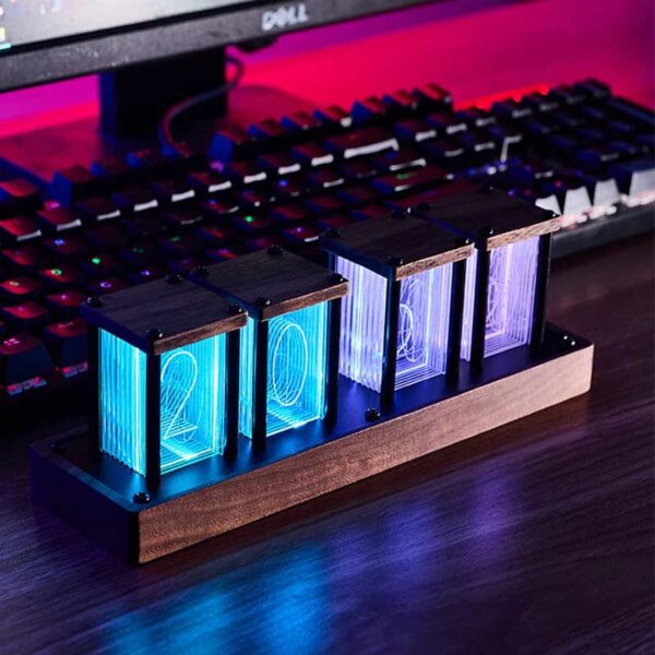 Nombres lumineux en verre acrylique avec LED bleues, parfaits pour la décoration scientifique ou de bureau, apportant une touche moderne et technologique à votre espace.