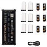 Panneau électronique avec LED, modules Wi-Fi et câbles pour projets scientifiques et éducatifs. Parfait pour expérimentations et décoration technologique.