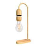 Lampe de bureau design en bois avec ampoule Edison, idéale pour une décoration scientifique ou industrielle.