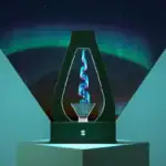 Lampe décorative scientifique avec spirale lumineuse, idéale pour la décoration de bureau ou d'espace d'étude, inspirée par la science et la recherche.
