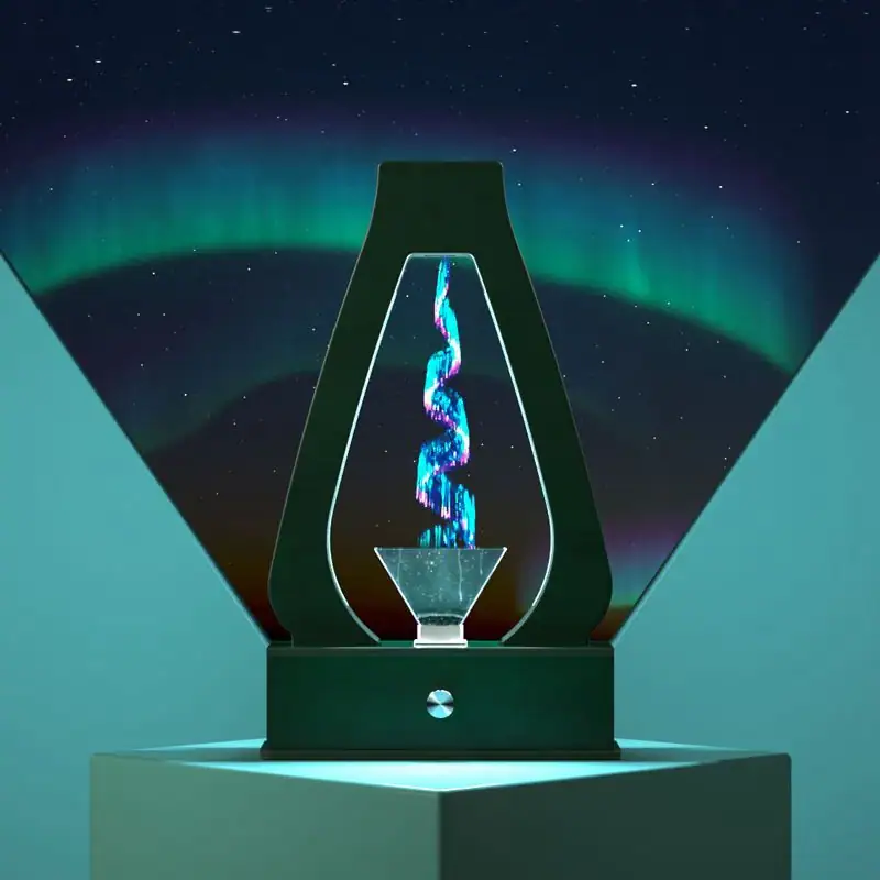 Lampe décorative scientifique avec spirale lumineuse, idéale pour la décoration de bureau ou d'espace d'étude, inspirée par la science et la recherche.