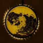 Panneau lumineux représentant une carte du monde polaire dans un style scientifique.