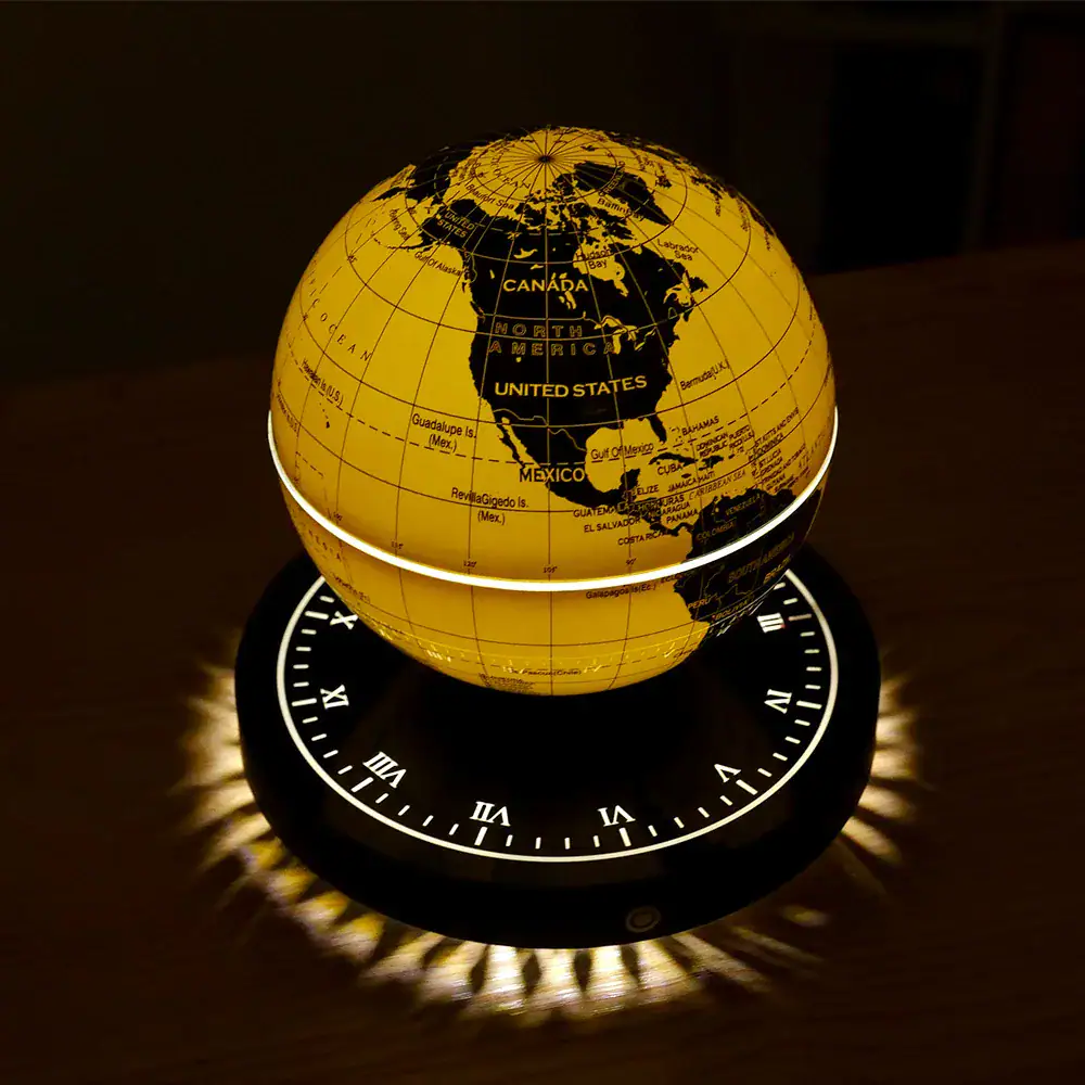 Globe lumineux avec carte du monde, éclairage LED intégré, décoration de bureau ou d'étude.