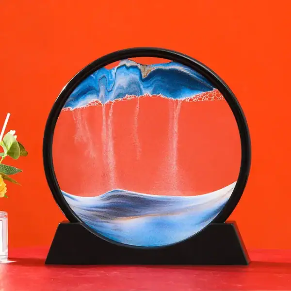Vase en verre rond avec décor scientifique coloré, représentant des motifs de laboratoire et de science, idéal pour la décoration intérieure ou comme objet de collection scientifique.