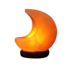Lampe en forme de lune orange illuminée, idéale pour la décoration d'intérieur avec un style scientifique ou cosmique.