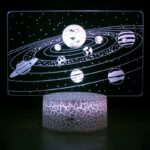 Lampe 3D du système solaire avec planètes et étoiles.