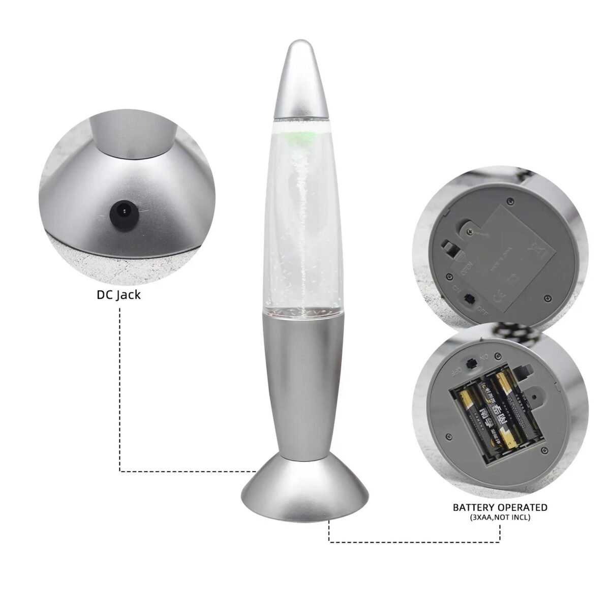Pistolet à laveur d'air avec LED lumineuse, alimenté par piles, avec base de chargement USB, idéal pour la décoration scientifique et l'éclairage d'ambiance.