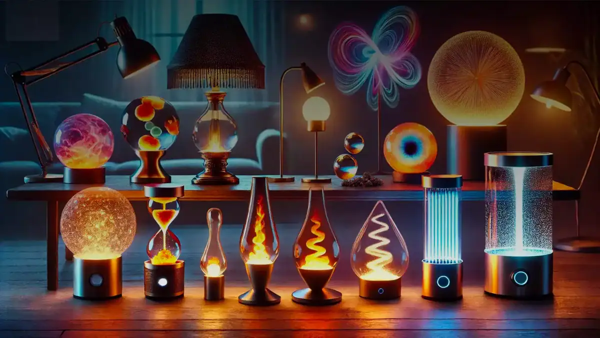 Objets scientifiques lumineux pour décoration et expérience.