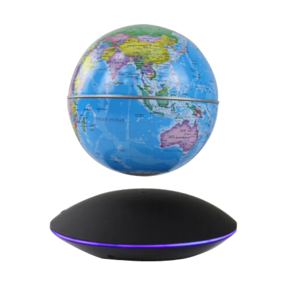 Globe terrestre interactif avec base lumineuse, parfait pour la décoration scientifique et éducative, illustrant la géographie mondiale avec précision.