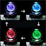 Lampe globe scientifique avec effets lumineux colorés.