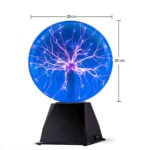 Lampe de plasma avec éclairs lumineux bleus et violets, idéale pour la décoration scientifique ou comme objet de curiosité.