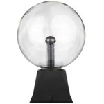 Ampoule électrique décorative en verre transparent avec base noire, idéale pour une décoration de style scientifique ou industriel.