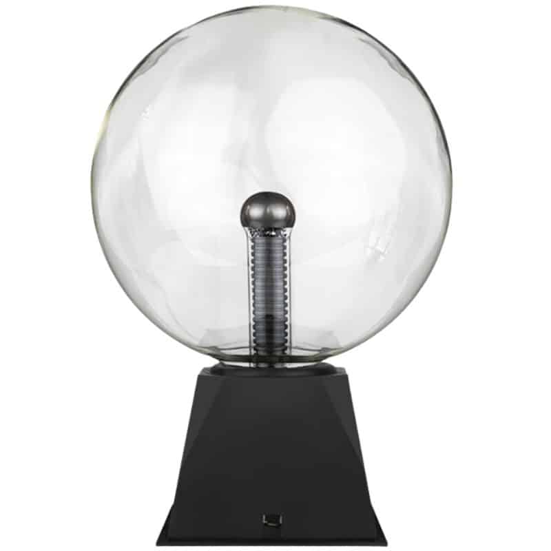 Ampoule électrique décorative en verre transparent avec base noire, idéale pour une décoration de style scientifique ou industriel.