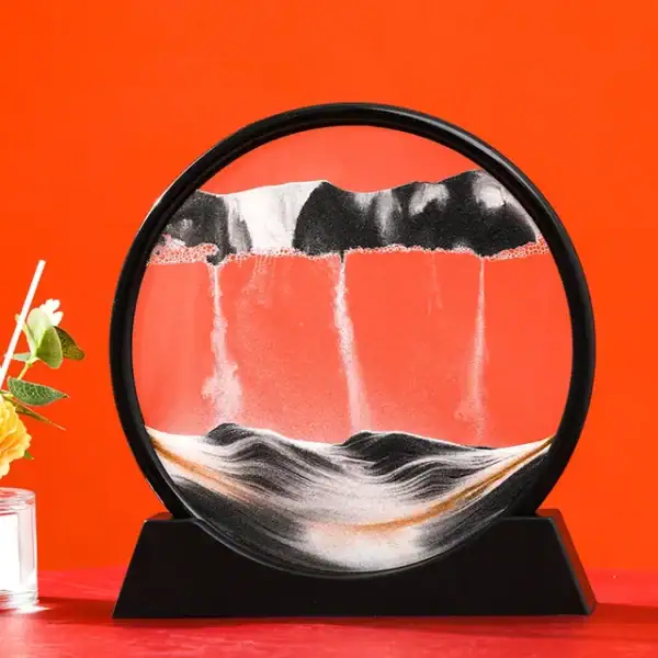Vase en verre avec un effet de cascade d'eau, design moderne et élégant, parfait pour la décoration intérieure ou comme objet scientifique décoratif.