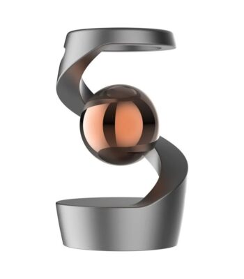 Modèle de télescope moderne avec support en spirale et sphère en verre, parfait pour la décoration scientifique ou éducative.