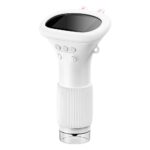 Pistolet à air comprimé blanc avec boutons de contrôle, utilisé pour des démonstrations et expériences scientifiques, idéal pour la décoration de laboratoire ou d'espace éducatif.