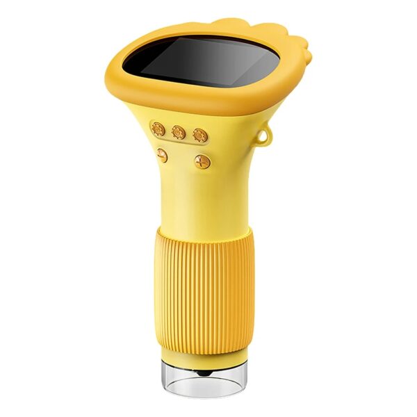 Pistolet scientifique en jaune avec écran numérique et boutons de contrôle, idéal pour expériences et démonstrations scientifiques.