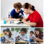 Lunette de microscope pour enfants utilisée lors d'une activité éducative en classe ou à la maison.