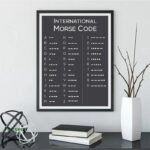 Affiche murale avec alphabet Morse international, idéale pour la décoration intérieure ou comme objet de collection scientifique.