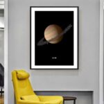 Affiche Saturne avec ses anneaux, idéale pour décoration scientifique ou espace.