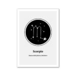 Illustration de la constellation du Scorpion avec ses étoiles et sa forme distinctive, représentant le signe astrologique du Scorpion.