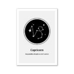 Illustration du signe astrologique du Capricorne avec constellation, symbolisant responsabilité, discipline et autonomie.