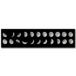 Série d'images montrant les différentes phases de la lune, de la nouvelle lune à la pleine lune, illustrant le cycle lunaire.