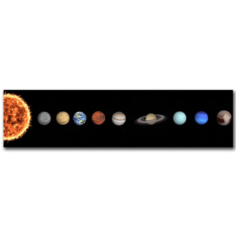 Planètes du système solaire, modèle éducatif et décoratif, représentant le Soleil, Mercure, Vénus, la Terre, Mars, Jupiter, Saturne, Uranus, Neptune et Pluton, parfait pour l'apprentissage ou la décor.