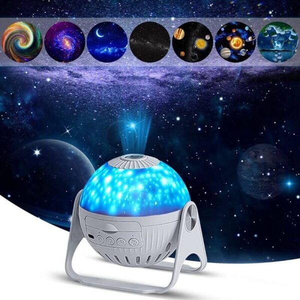 Lampe projection d'étoiles avec design cosmique, idéale pour décoration scientifique et ambiance relaxante. Créez une atmosphère spatiale dans votre intérieur avec cette lampe innovante.
