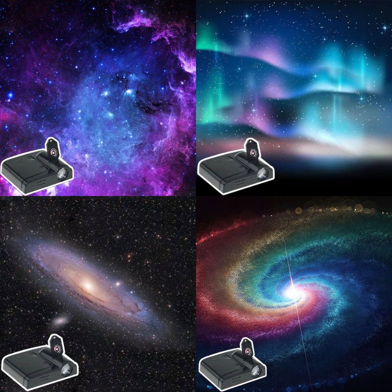 Projection de ciel étoilé et galaxie avec projecteur pour décoration intérieure, idéal pour créer une ambiance cosmique dans votre espace.
