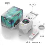 Kit de décoration scientifique avec vaisseau spatial lumineux, télécommande, câble USB et notice, idéal pour une décoration originale et éducative.