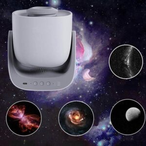 Projecteur d'images de l'espace avec projections de galaxies, nébuleuses et planètes, idéal pour décoration scientifique et éducative.