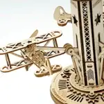 Vaisseau spatial en bois 3D à assembler, modèle éducatif et décoratif pour passionnés de science et d'astronomie.